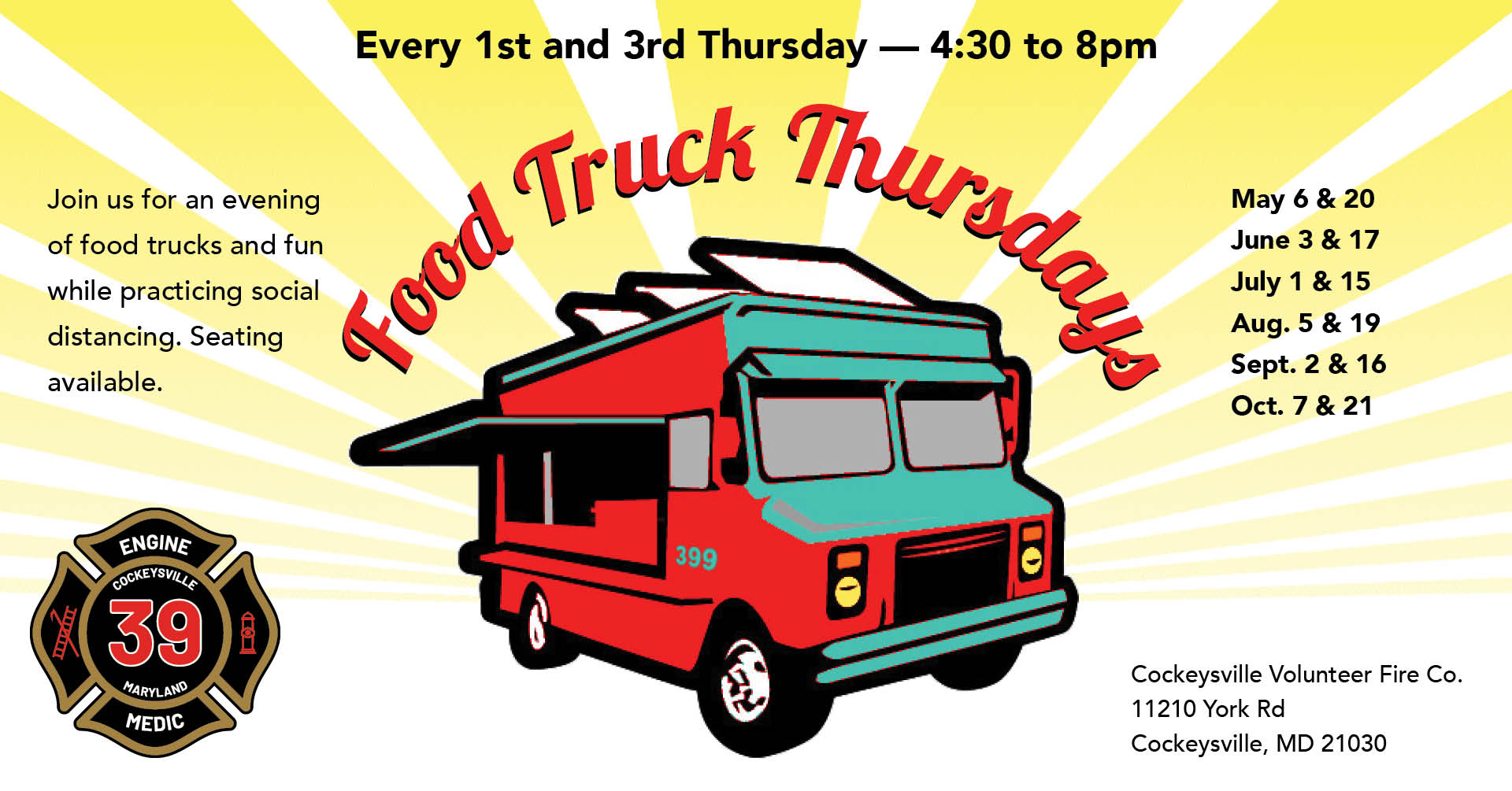 Food Truck Thursday Schedule Announced For 2021 Cockeysville